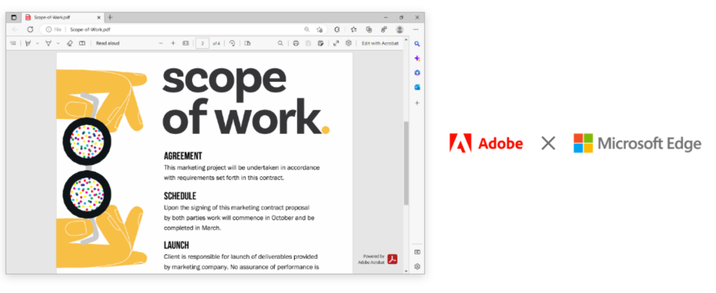 微软Edge 111版，带来原生Adobe Acrobat PDF阅读器
